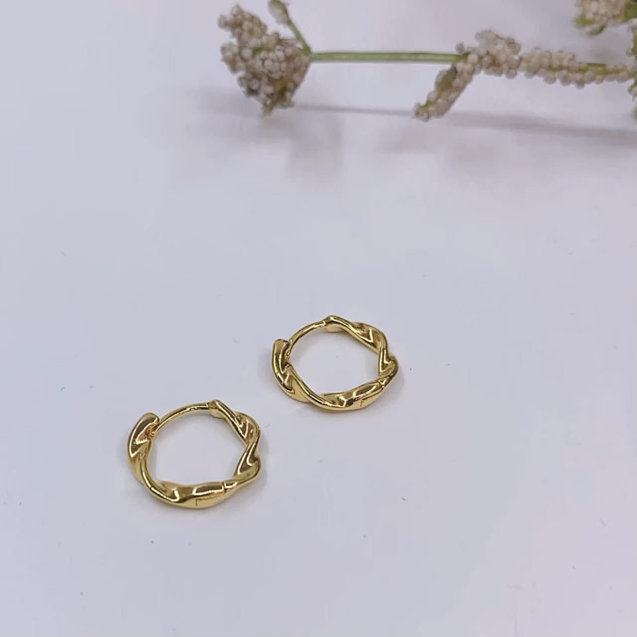 Mini Twisted Hoop Earrings – 18K Gold Plated Brass