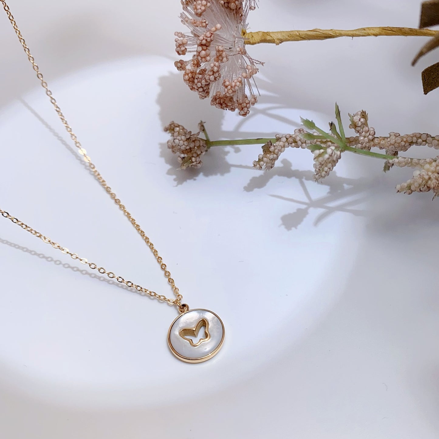 Mother of Pearl Butterfly Necklace