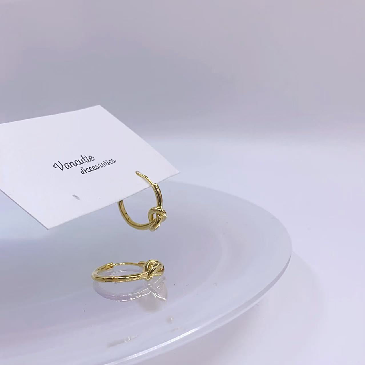 Minimal Knot Huggie Hoops - 18K Gold Plated Brass