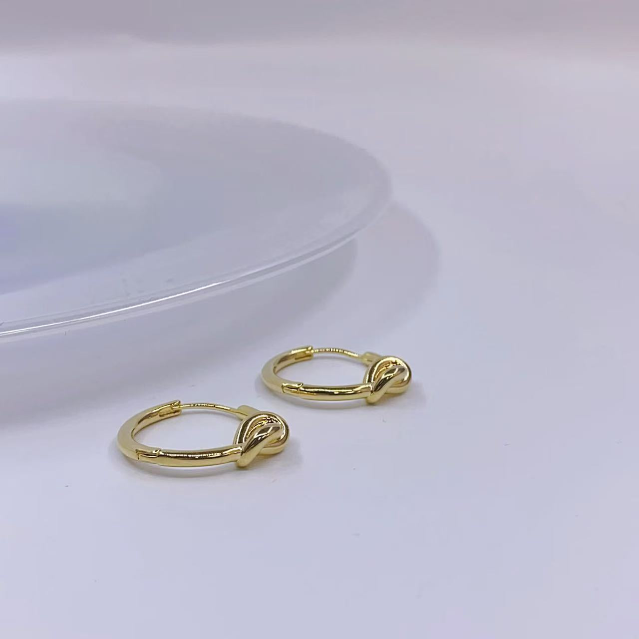Minimal Knot Huggie Hoops - 18K Gold Plated Brass