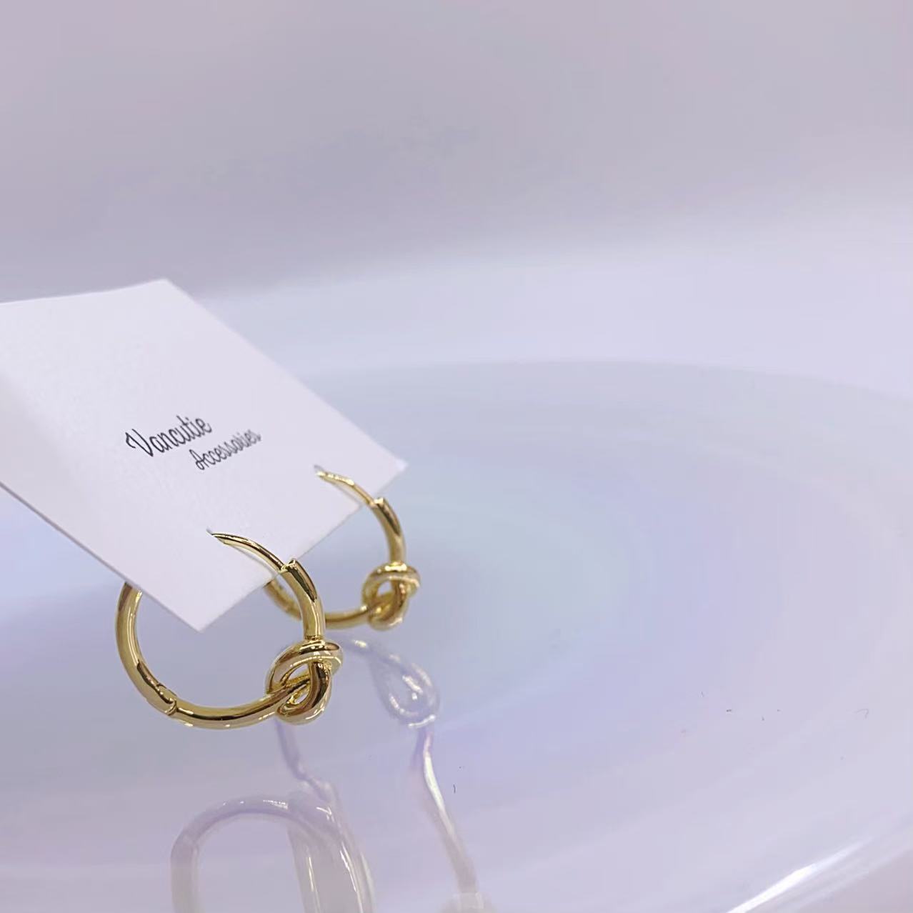 Minimal Knot Huggie Hoops - 18K Gold Plated Brass