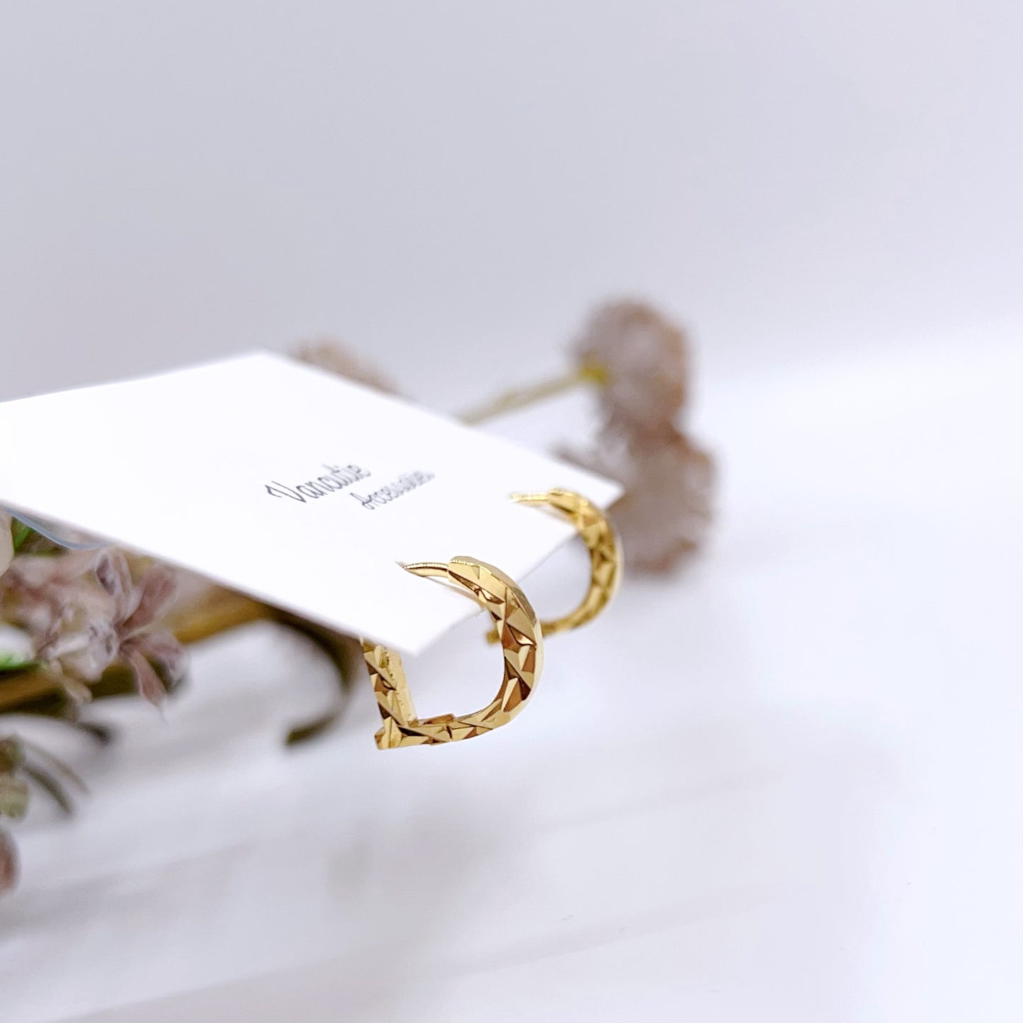 Geometric D-Hoop Earrings – 18K Gold Plated Brass