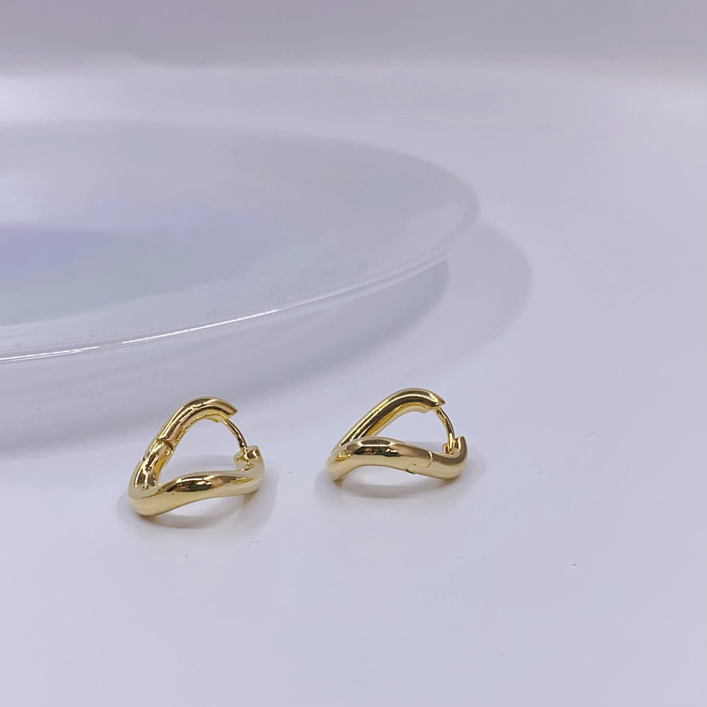 Sculptural Abstract Twist Hoops – 18K Gold Plated Brass