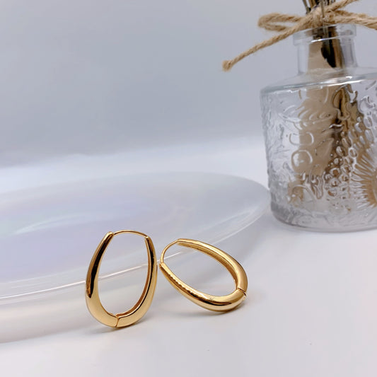 Teardrop Hoop Earrings - 18K Gold Plated Brass