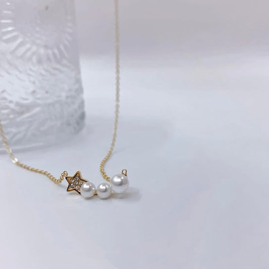 Twinkle Star Pearl Necklace – Dainty & Durable