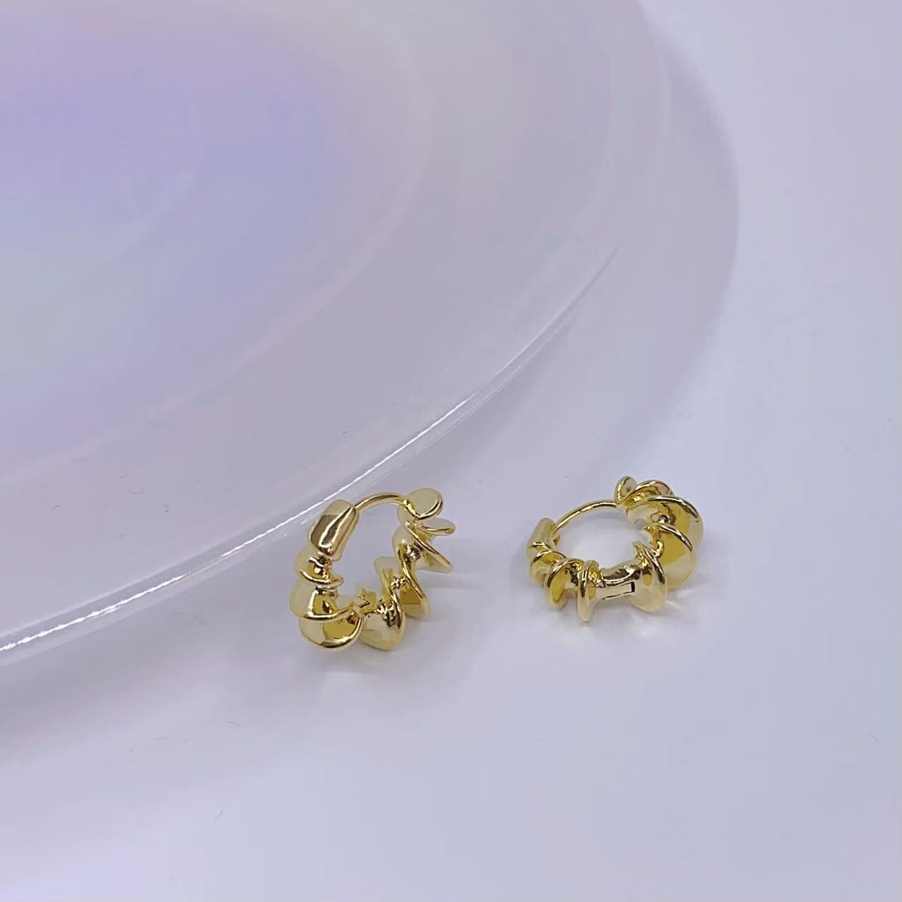 Petal Hoop Earrings - 18K Gold Plated Brass