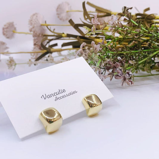 Minimalist Chunky Studs - 18K Gold Plated Brass