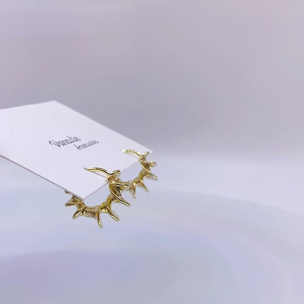 Petal Hoop Earrings - 18K Gold Plated Brass