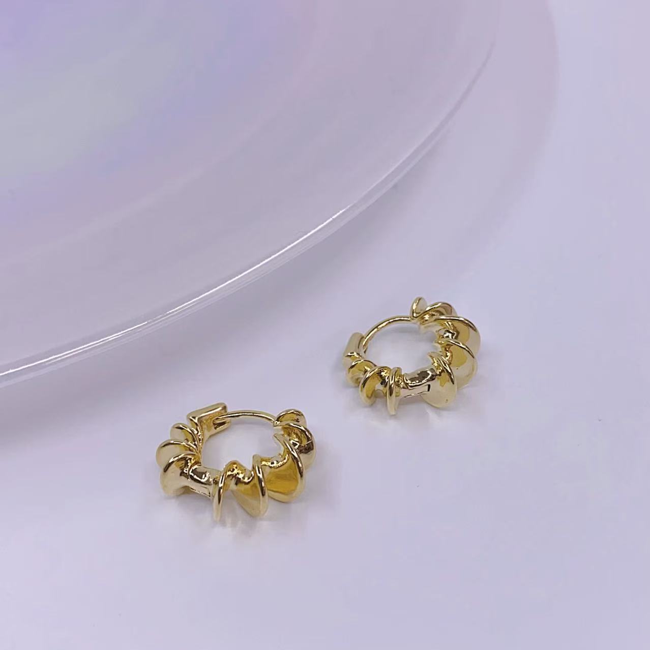 Petal Hoop Earrings - 18K Gold Plated Brass