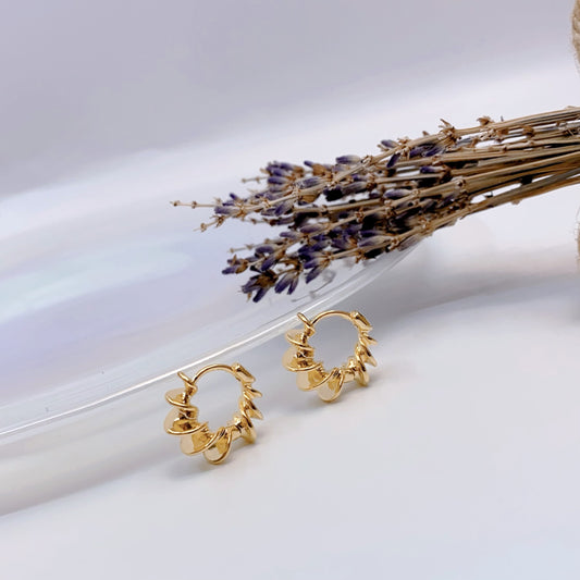 Petal Hoop Earrings - 18K Gold Plated Brass